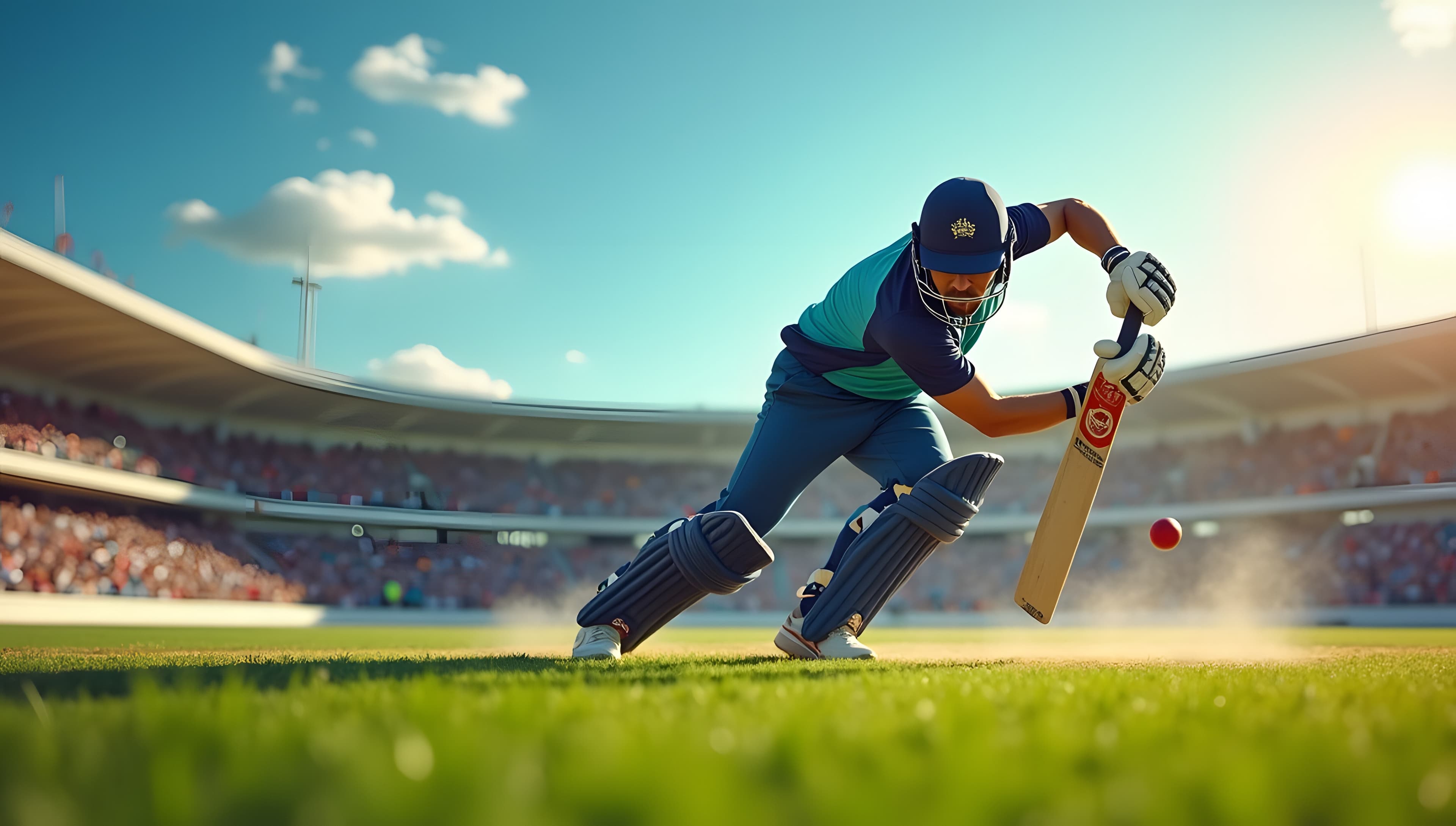 Batsman playing a shot on a box-cricket pitch